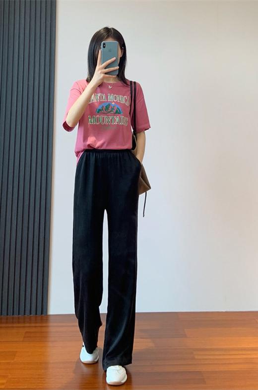 炎夏好穿轻柔垂水洗铜氨丝直筒直流松紧腰长裤 商品图3