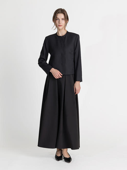 LIZZY 早秋摩登时尚高腰显瘦显高优雅商务垂感大摆半身裙配腰带7909 商品图5