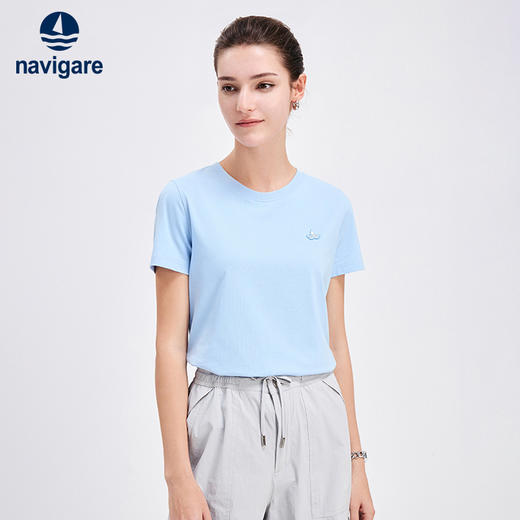 纳维凯尔Navigare意大利小帆船夏季多巴胺t恤女短袖休闲圆领体恤打底衫 2325504501 商品图3