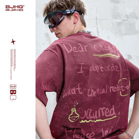 BJHG不计后果 物语趣味凉感短袖t恤男夏季潮美式宽松速干情侣半袖