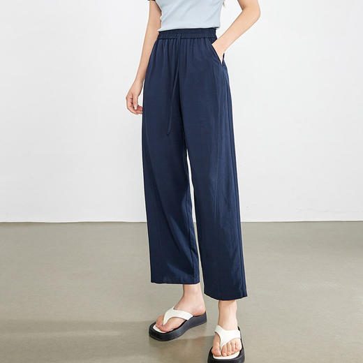 熙世界九分亚麻休闲裤女士哈伦裤2025夏季薄款高腰宽松阔腿直筒裤 商品图4