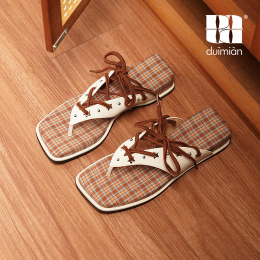 对面duimian-格纹人字拖增高鞋底 商品图2