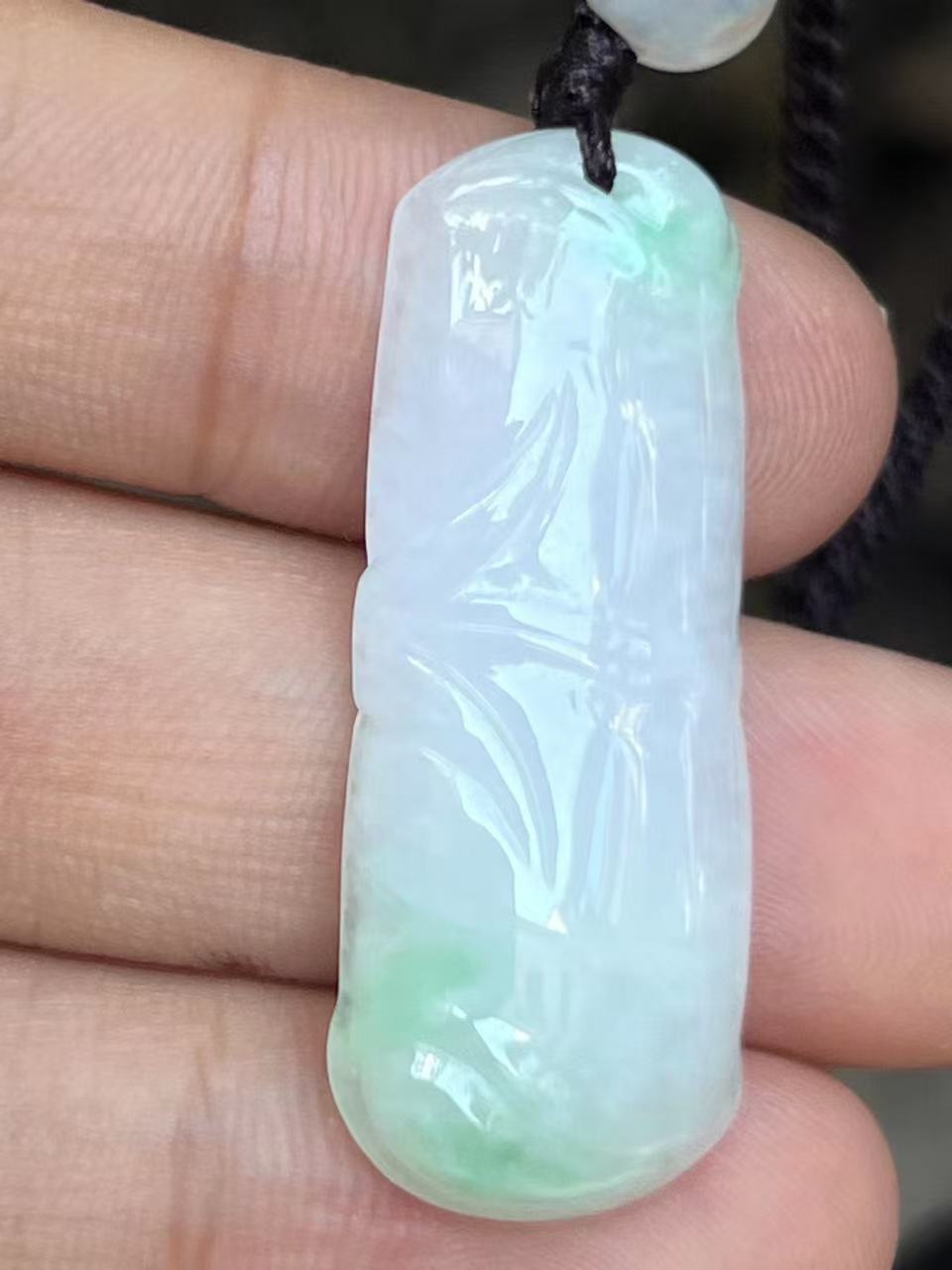 【云意轩翡翠】编号：9408 白底青翡翠竹节  天然翡翠 附证书