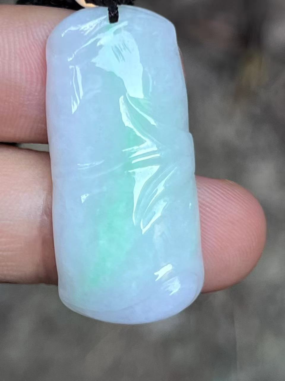 【云意轩翡翠】编号：9428 白底青翡翠竹节  天然翡翠 附证书