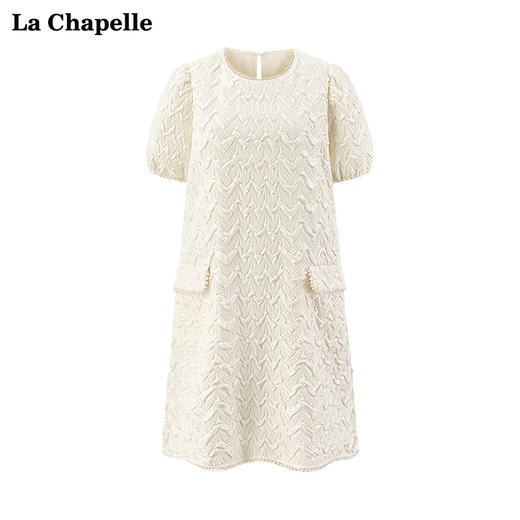 会员福利【莱赛尔！轻奢高品质】拉夏贝尔/La Chapelle法式名媛风高级感圆领短袖连衣裙女气质直筒裙 商品图1