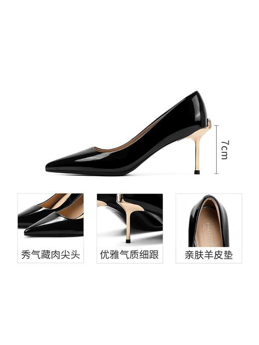 Roberta诺贝达 2025春季新款通勤百搭真皮尖头高跟鞋职业女单鞋RS257206 商品图2