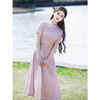 LSB3689粉色奥黛旗袍2025新款高考旗开得胜女夏季新中式日常订婚礼服裙 商品缩略图0