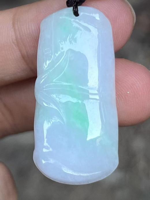 【云意轩翡翠】编号：9432  白底青翡翠竹节  天然翡翠 附证书 商品图2