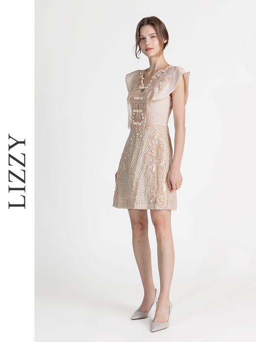 LIZZY法式轻奢感重工刺绣名媛风淑女洋装小礼服短款连衣裙8053 商品图2