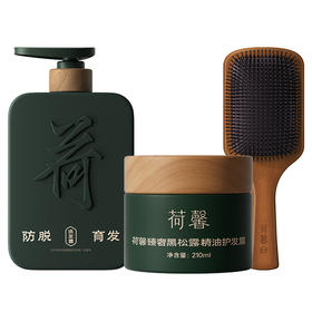 【自营】荷馨套装 荷馨防脱育发洗发露350ml+精油护发膜210ml+按摩梳