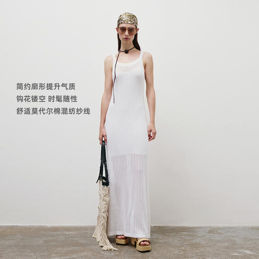 lost in echo2025春夏新款度假风针织手工钩花镂空透气长连衣裙女 商品图1