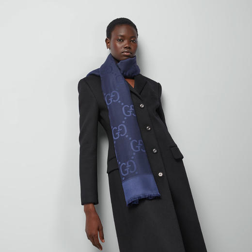 GUCCI 古驰 女士GG提花真丝羊毛披肩 混色 663671 3GC43 4068 商品图2