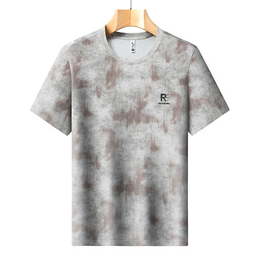 【棉质】【DX】大依优型大码扎染短袖T恤圆领体恤休闲半袖衫夏季胖子宽松上衣男士 商品图2