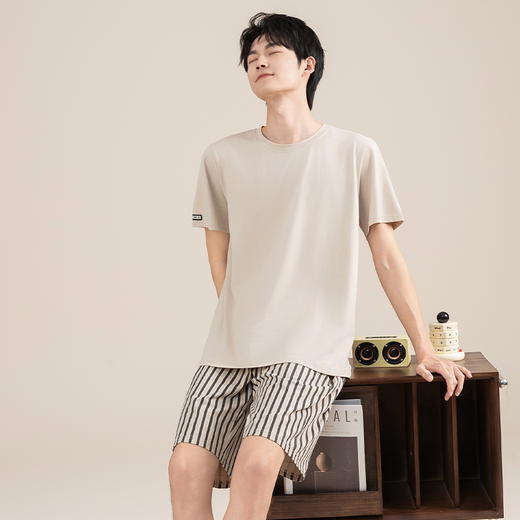 自然醒染夏家居服男睡衣100纯棉套装短袖短裤大码夏薄款四季通用高级感家居服QH 商品图6