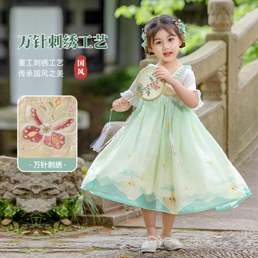 嘟嘟家女童国风汉服夏季新款夏季演出服女宝绣花连衣裙夏装童装 商品图1