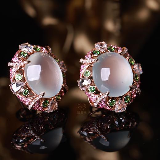 【荷心映月】白翡蛋面耳钉EZ12503032 商品图2