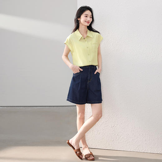 【专属特价】熙世界欧若风连肩袖衬衫女薄款气质通勤衬衣翻领上衣2025夏日新款 商品图4