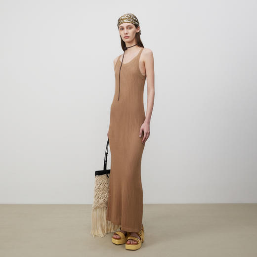 lost in echo2025春夏新款度假风针织手工钩花镂空透气长连衣裙女 商品图3