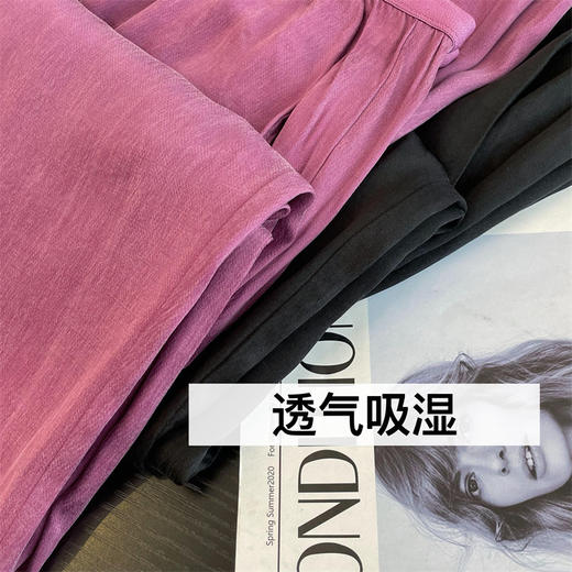 炎夏好穿轻柔垂水洗铜氨丝直筒直流松紧腰长裤 商品图12