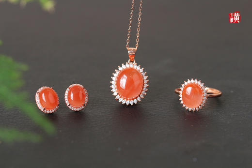 南红【花漾】套装，925银镶 商品图1