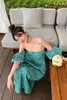 SIA SAYLOR 度假款绿色格纹抹胸泡泡袖连衣裙 18233 商品缩略图5
