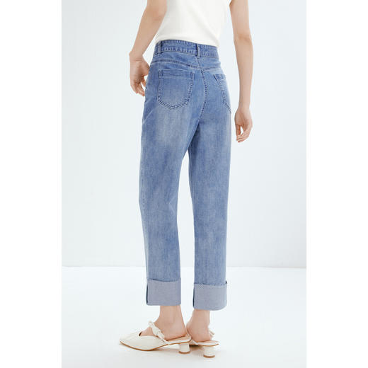 【商场同款】诗凡黎牛仔裤2023夏新款裤子卷边直筒裤女3E4150901 商品图2