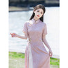LSB3689粉色奥黛旗袍2025新款高考旗开得胜女夏季新中式日常订婚礼服裙 商品缩略图4
