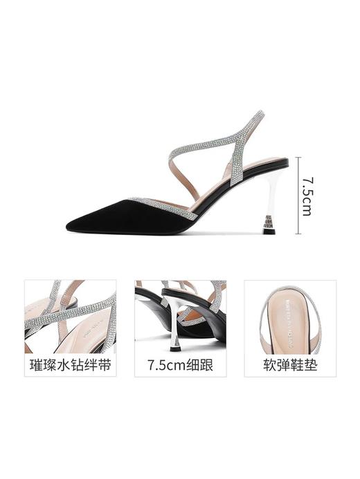 Roberta诺贝达 2025夏季新款优雅水钻尖头细跟高跟鞋包头时装凉鞋RM257903 商品图2