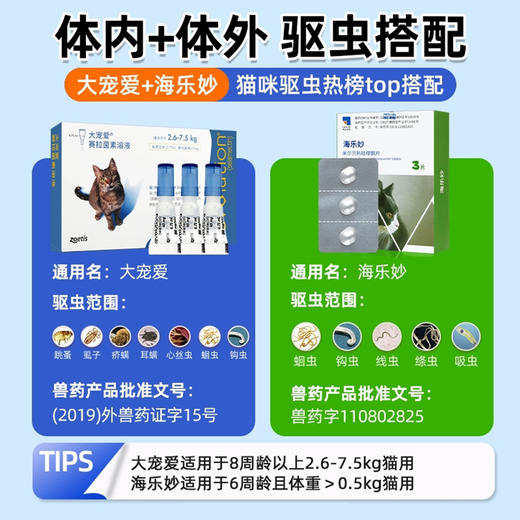 大宠爱猫咪驱虫药海乐妙体内外一体驱虫滴剂宠物成猫幼猫进口驱虫套餐 商品图1