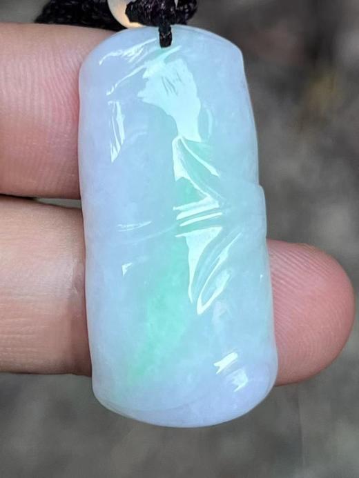 【云意轩翡翠】编号：9428 白底青翡翠竹节  天然翡翠 附证书 商品图1