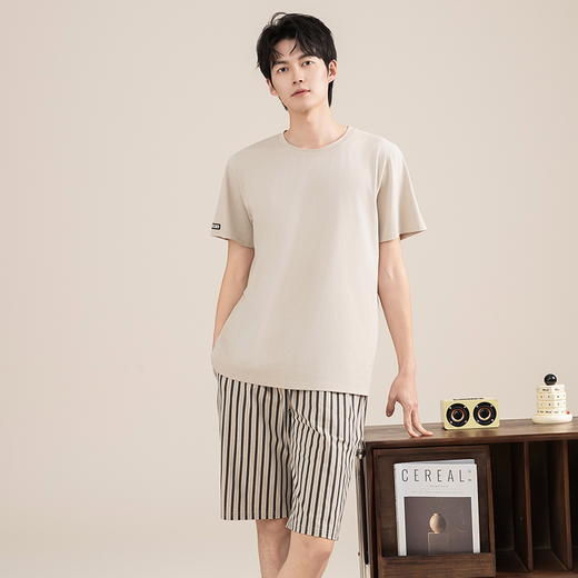 自然醒染夏家居服男睡衣100纯棉套装短袖短裤大码夏薄款四季通用高级感家居服QH 商品图3