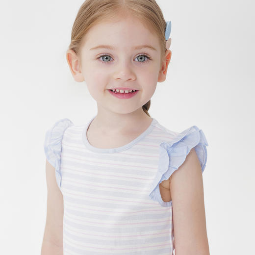 马克珍妮女童小飞袖清新条纹背心 宝宝上衣2025年夏装新款550752 商品图2