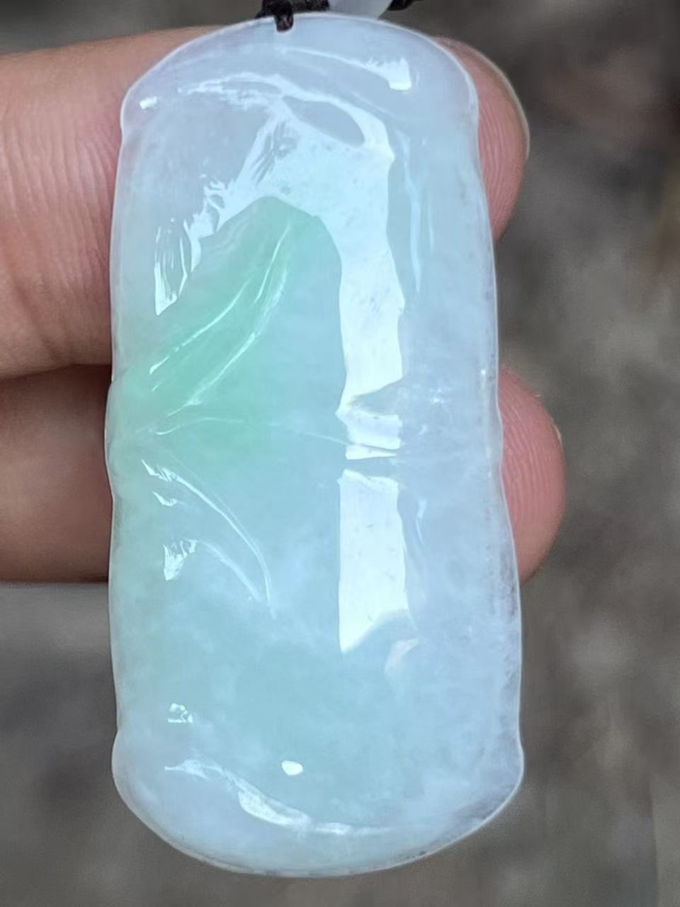 【云意轩翡翠】编号：9426 白底青翡翠竹节  天然翡翠 附证书