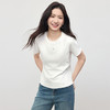 熙世界蕾丝花边拼接白色T恤女设计感圆领棉体恤上衣2025夏季新款 商品缩略图3