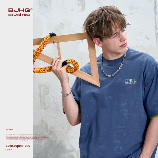 BJHG不计后果 物语趣味凉感短袖t恤男夏季潮美式宽松速干情侣半袖 商品图1