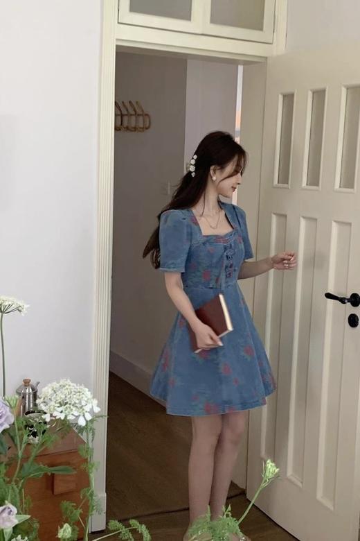 ANSUABEL 甜美个性玫瑰花牛仔连衣裙 18269 商品图1