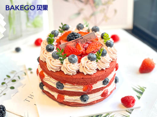《红莓绒情》轻糖生日蛋糕 商品图0