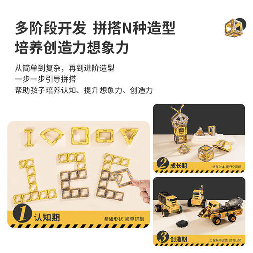 【百变磁力积木车】高沃科教3D变形积木卡车 磁力车玩具 多种造型 儿童节六一礼物 礼盒装 商品图3