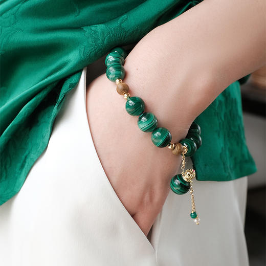 MELI&MOLI孔雀石迷你圆球香薰瓶孔雀石大黑沉香珠手串【D类】 商品图0