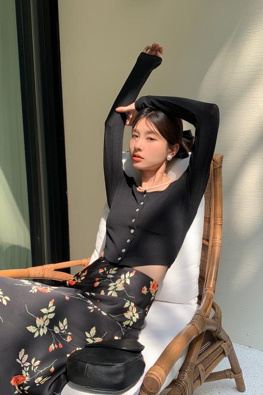 L.Fleuri 优雅浪漫花朵印花高腰长款半裙 18229 商品图7