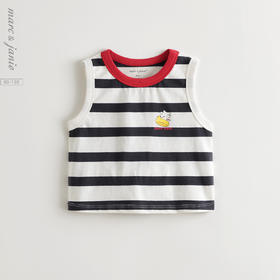 马克珍妮男童快乐小狗休闲条纹背心宝宝上衣2025年夏装新款550590
