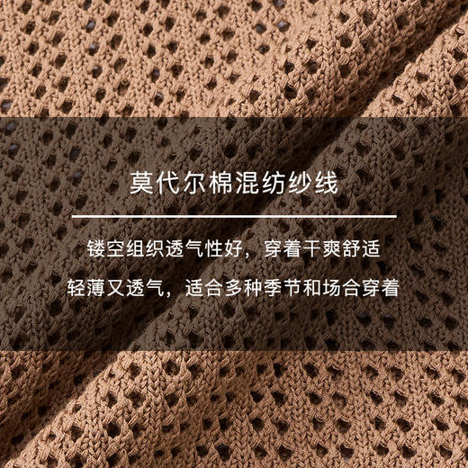 lost in echo2025春夏新款钩花镂空长袖透气POLO针织衫针织中短裤 商品图3