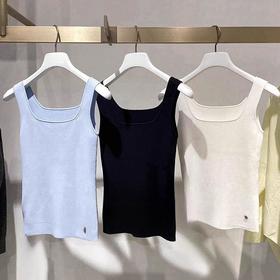 2025夏季新款简约百搭蓝色针织背心吊带打底衫1G4130439