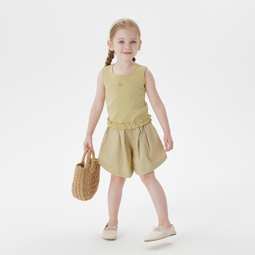 马克珍妮女童花边蝴蝶结软弹小背心宝宝上衣2025年夏装新款550761 商品图2