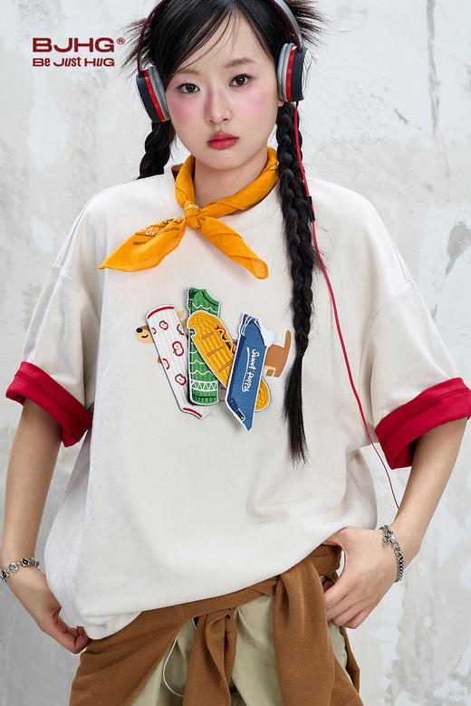 BJHG不计后果可拆卸魔术贴短袖t恤男夏季设计感环保麂皮绒凉感T恤 商品图3