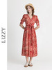 LIZZY优雅法式时尚V领裹身裙印花雪纺一片式度假连衣裙8071 商品缩略图1