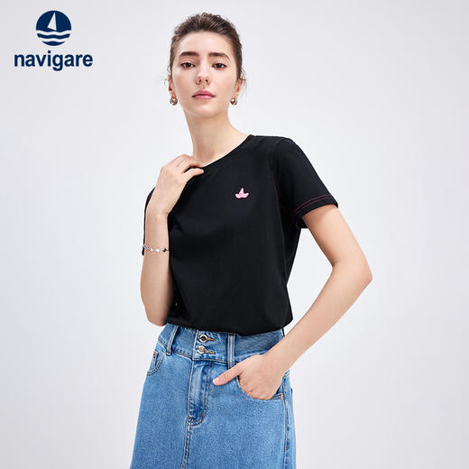 纳维凯尔Navigare意大利小帆船夏季多巴胺t恤女短袖休闲圆领体恤打底衫 2325504501 商品图5