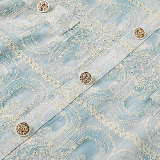 奢姿大码女装2025夏季新款胖妹妹小香风气质绣花V领轻奢连衣裙9952858337 商品图4