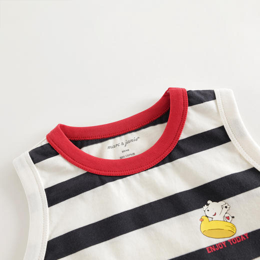 马克珍妮男童快乐小狗休闲条纹背心宝宝上衣2025年夏装新款550590 商品图3