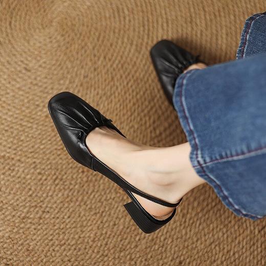 【预售5天】超软羊皮包头凉鞋女夏外穿软底中跟粗跟真皮软皮小单鞋WC&MM3260 商品图2